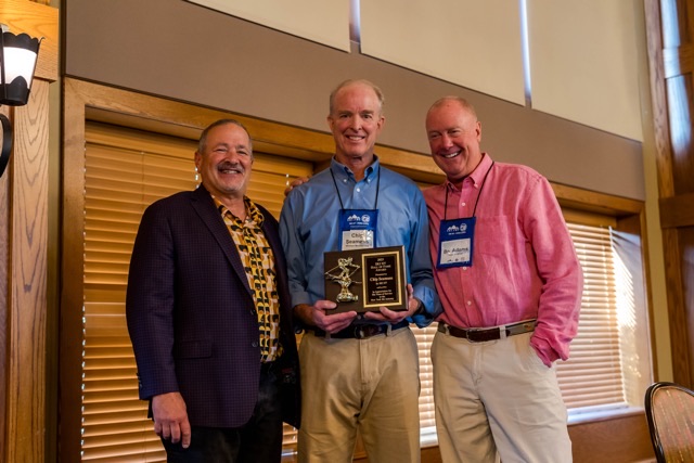 Ski NY President Scott Brandi Left Honored Windham Mountain Club Chairman Chip Seamans With The Ski NY Hall Of Fame Award Presented By For MountainGuard Chief Bo Adams