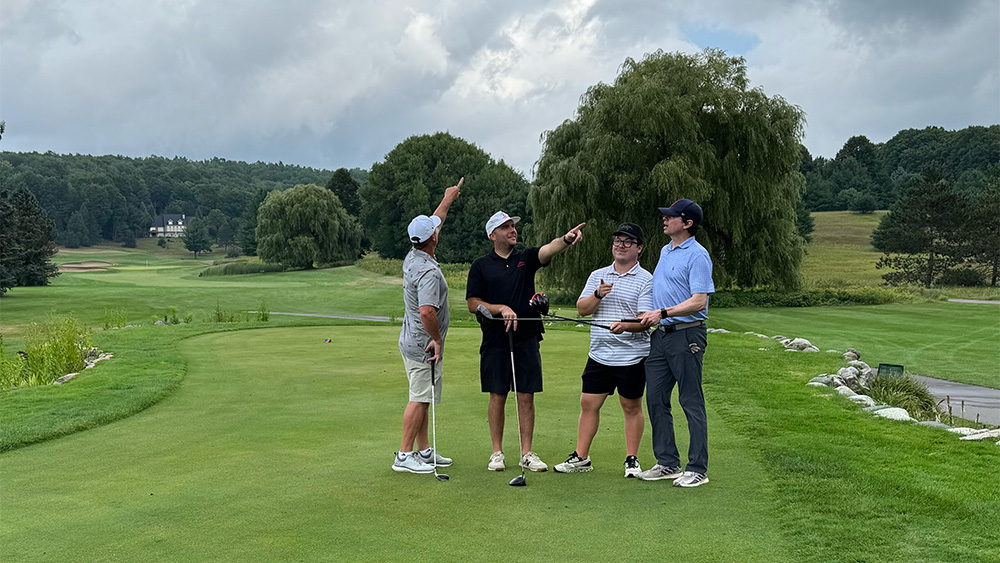 SAM S Dave Meeker And His Golf Team Of L To R Mike Schmitz Adam Mahler And Max Morgan Looking For Their Tee Shots