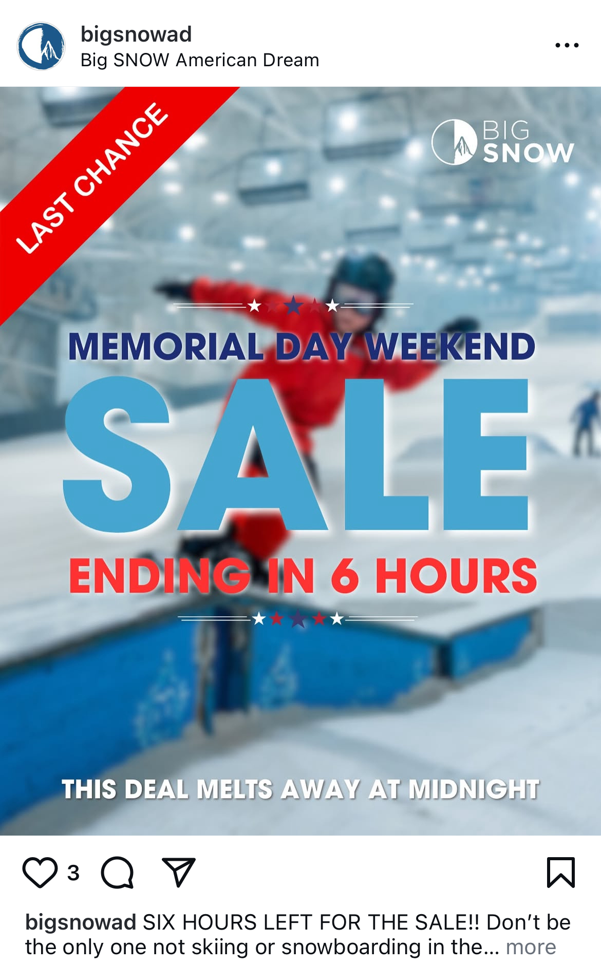 Big SNOW Holiday Weekend Flash Sale Social 1