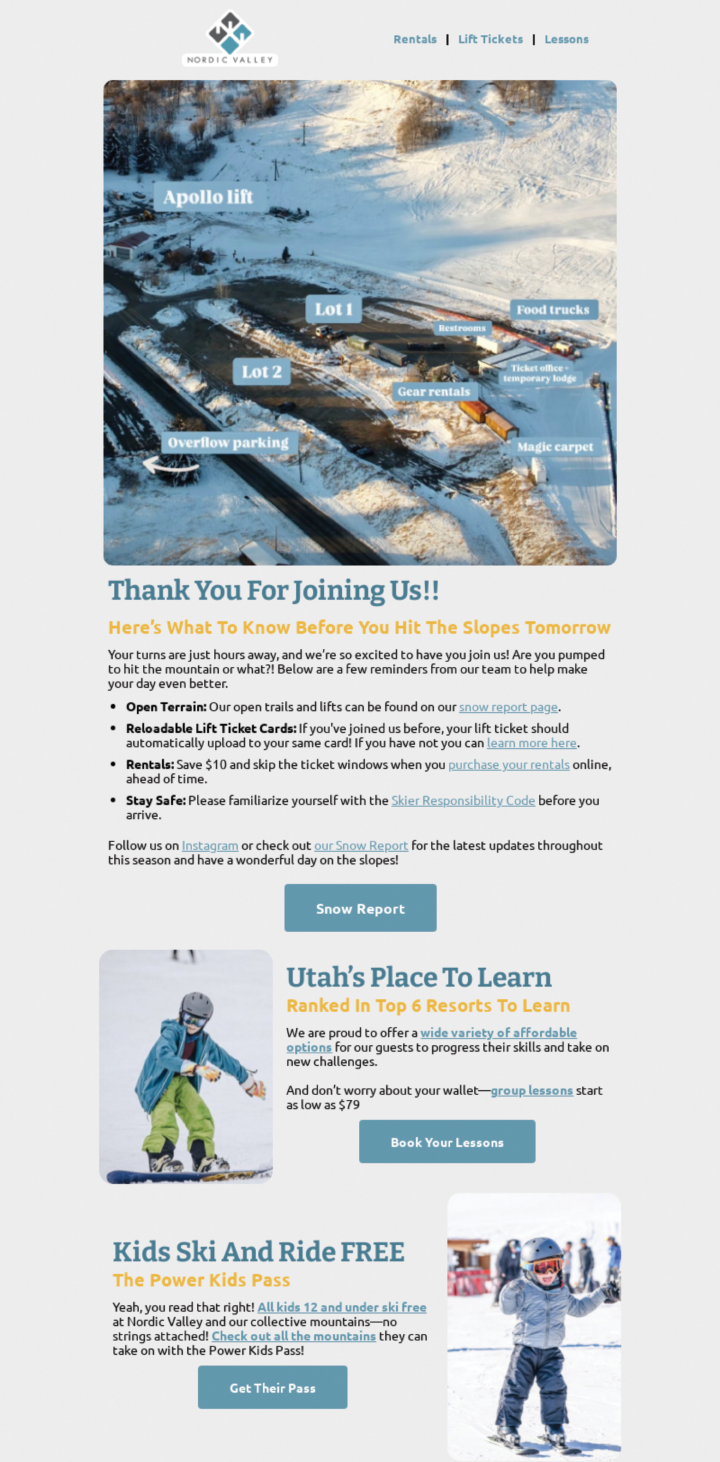 Nordic Valley Digital Best Beginner Pre Arrival Email