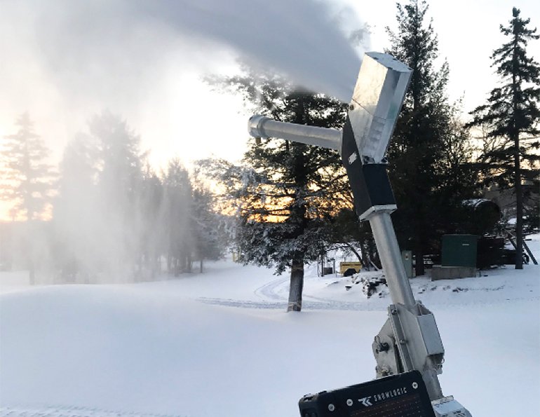 Snow gun or snow cannon used at Cervinia ski resort to supplement natural  snow. - SuperStock