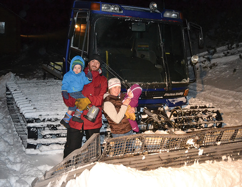 Nighttime grooming and snowmaking