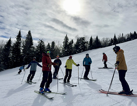 Jon Schaefer leads a group on the hill