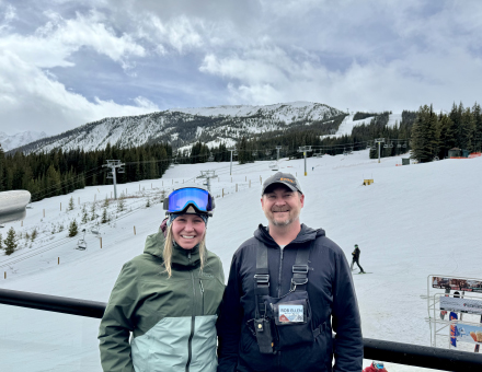 Marmot Basin Katie with mountain manager Rob Ellen