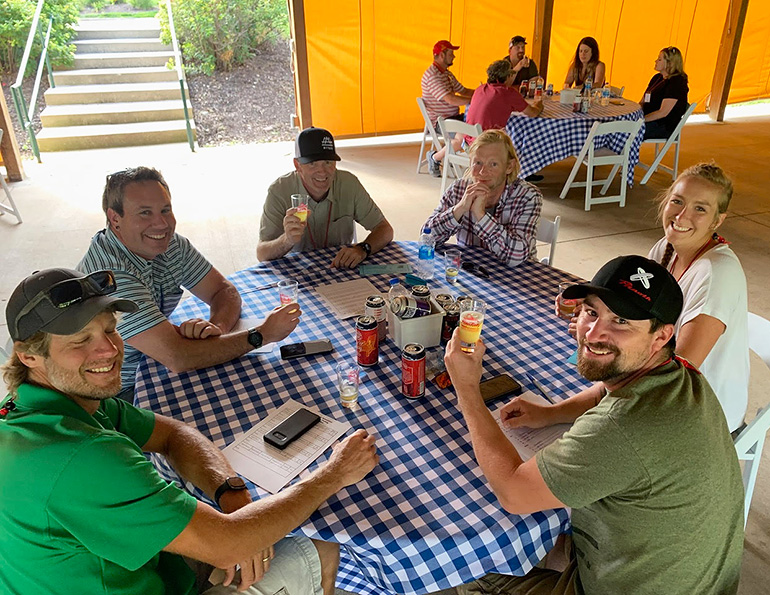 Lots of smiles at the beer tasting