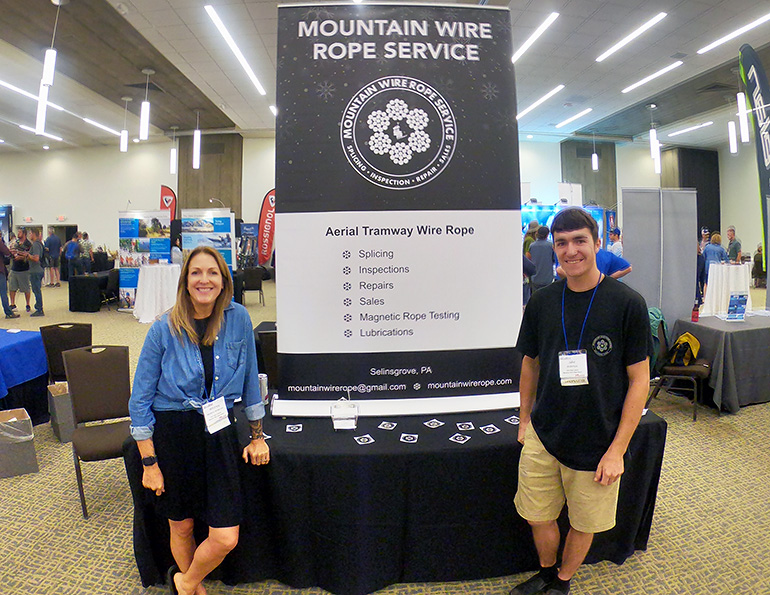 Whitney and Jake Anderson from Mountain Wire Rope Service happy to be back in person 