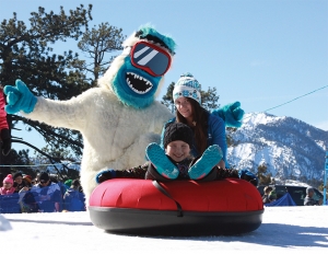 The Yeti's Snow Parks namesake mascot poses for a photo op at the new tubing hill built at the seldom-used East Resort as part of the new, multi-activity snow play area there.