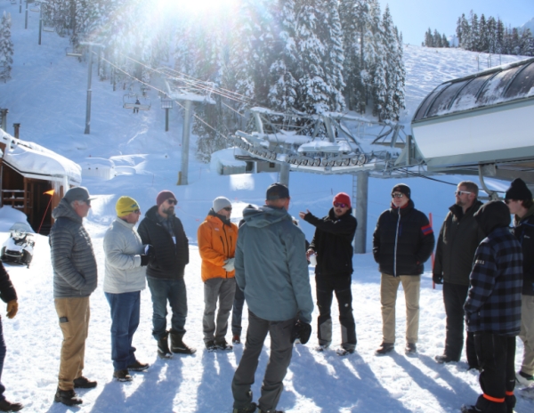 Trainees gather for the NSAA Lift Safety Bootcamp at Palisades Tahoe, Calif., in 2023.