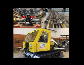Photos (clockwise): Windham Mountain, N.Y., is one of the many resorts that uses a lift to work on the underside of its machines; a track with fresh belts and bolts is ready for torquing in the manufacturer recommended pattern; quality maintenance keeps this older machine in use at Sir Sam's in Ontario.