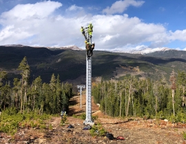 Tower construction underway for the new Leitner-Poma of America  six-pack at Keystone Resort, Colo.