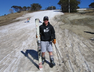 Andrew Snow at Hotham Resort in Australia during the low-snow year of 2006.