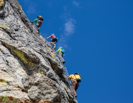 Jackson Hole Mountain Resort installed a seminal via ferrata four years ago  and has expanded it since.  Contractor: Adventure Partners.