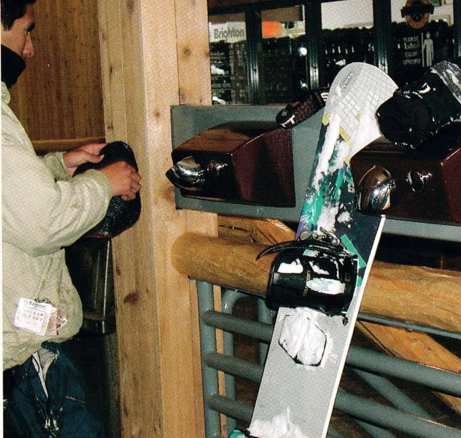 Hot-air hand dryers mounted in a hallway at Brighton Ski Area, Utah