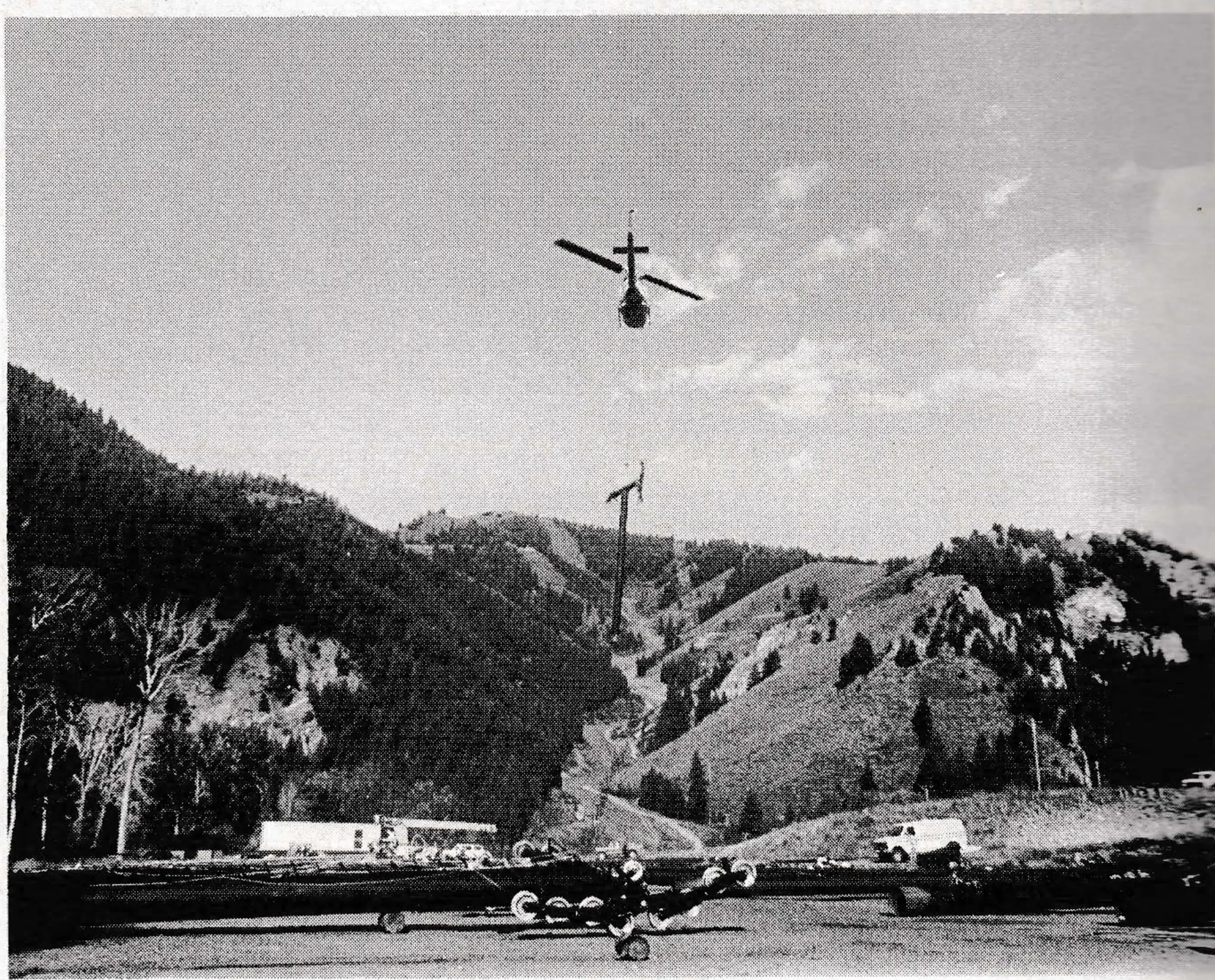 At Sun Valley, three chairlifts went in—two replacements and one new—and the Bell 214B helicopter did its work of transporting more than a million pounds of steel and concrete in four days. The new lifts boost capacity to nearly 23,000/hr on mountains where the average skier density is 3,200.