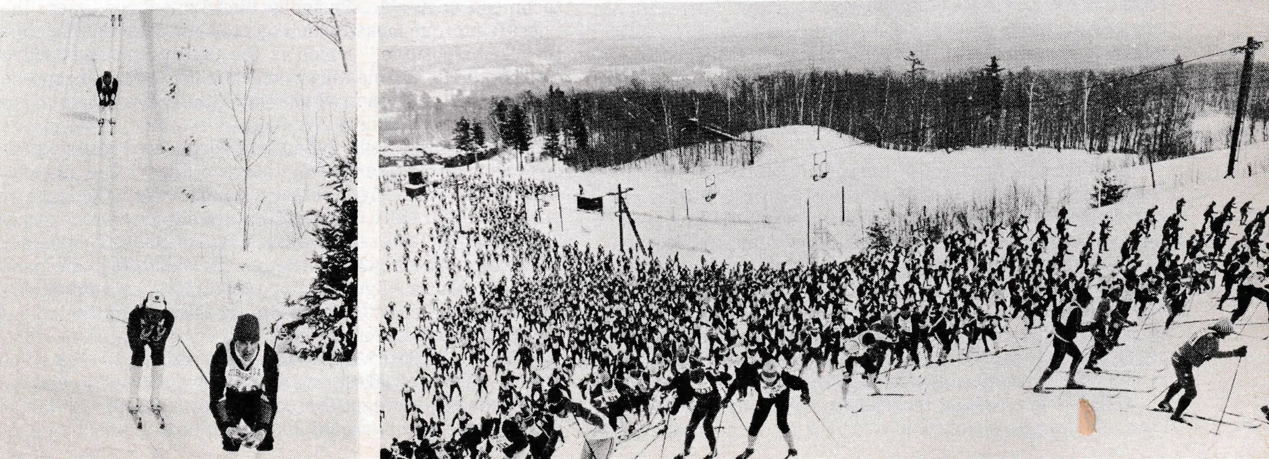 They’re off! As thousands struggle up the start of the 55-km annual American Birkebeiner at Telemark, Wisc.