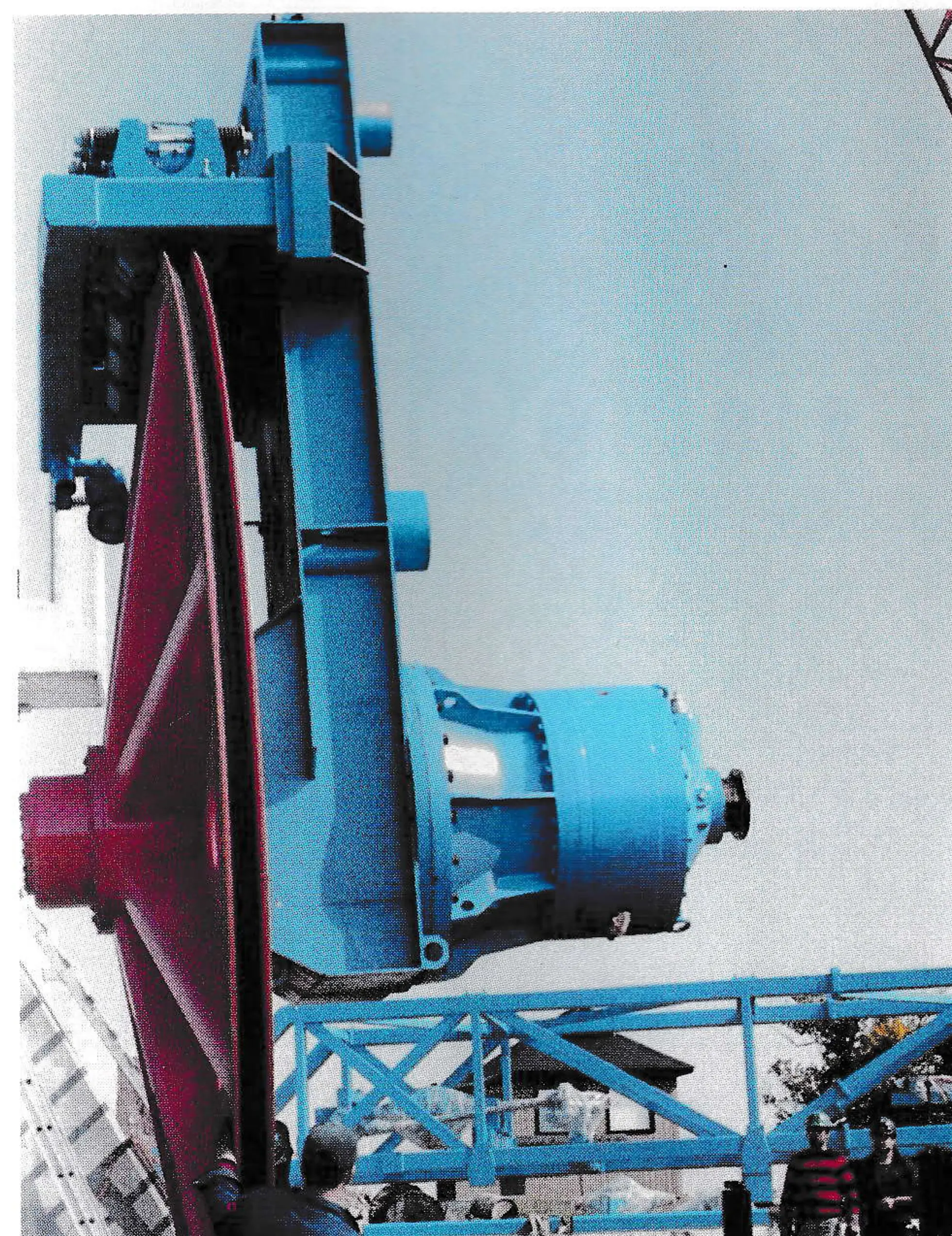When you are moving the big Doppelmayr gondola at Mont Ste. Anne in Quebec — all 5,614 VTFH of it — you need a nice 16-ft bullwheel drive, here being turned over, ready for installing.
