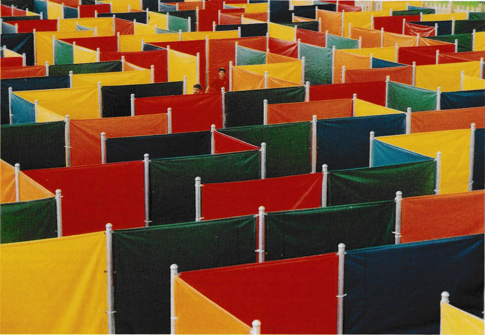 People mazes are popular in Japan where 250 of them made of fabric or wood panels on metal or wood poles are in use.