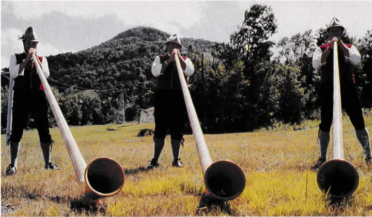 German music festival with Alpenhorn players has been a major and growing summer attraction at Hunter Mountain, N.Y., since 1975.