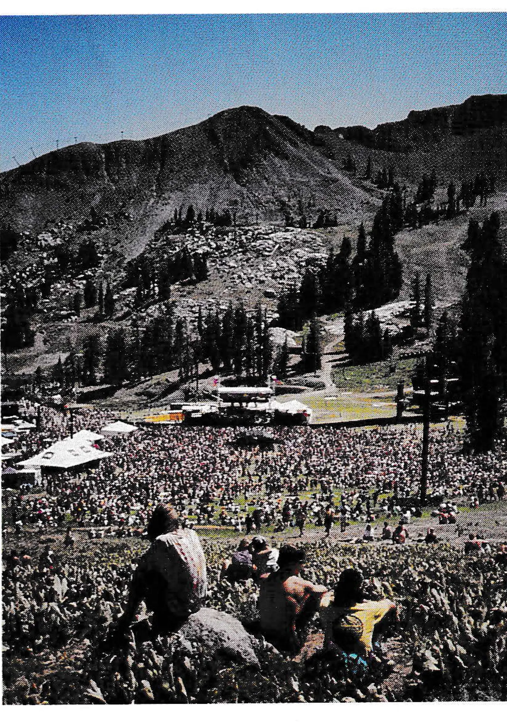 Last August, Squaw Valley, Calif., brought in Jerry Garcia to entertain 15,000 fans at mid-mountain – 8,200 vertical feet up. (Photo by Peter A. Bansen)