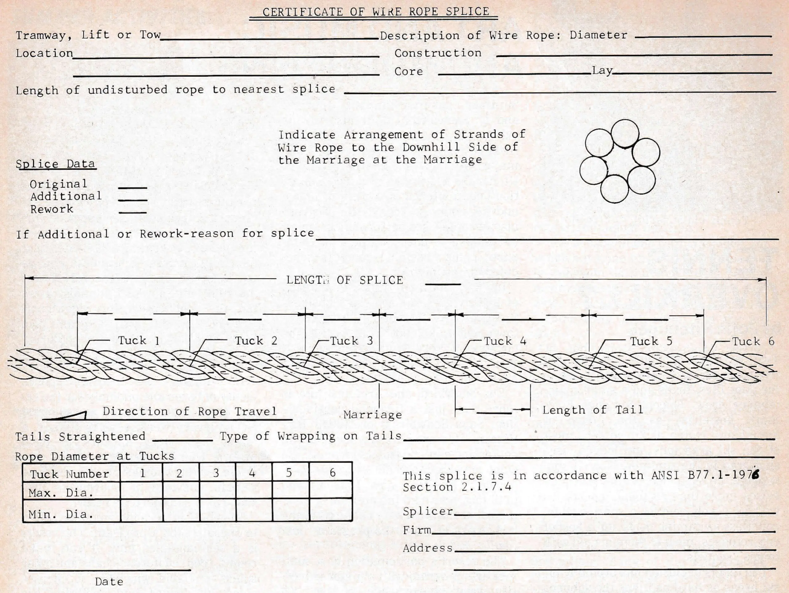 Certificate of Wire Rope Splice