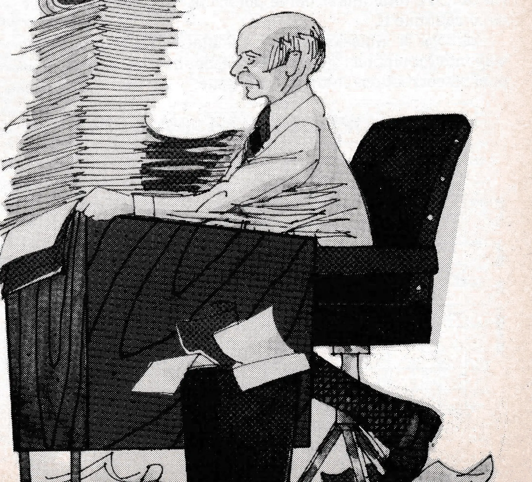 Darcy was at his desk, partially hidden behind stacks of papers and reports.