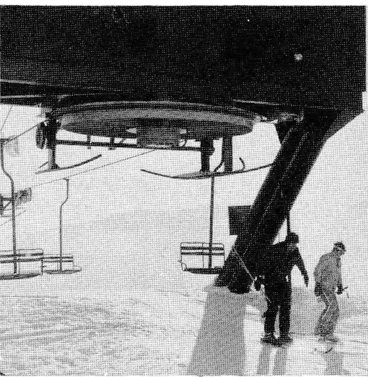 View from the rear (right) with the skiers away from the chair and ready to
