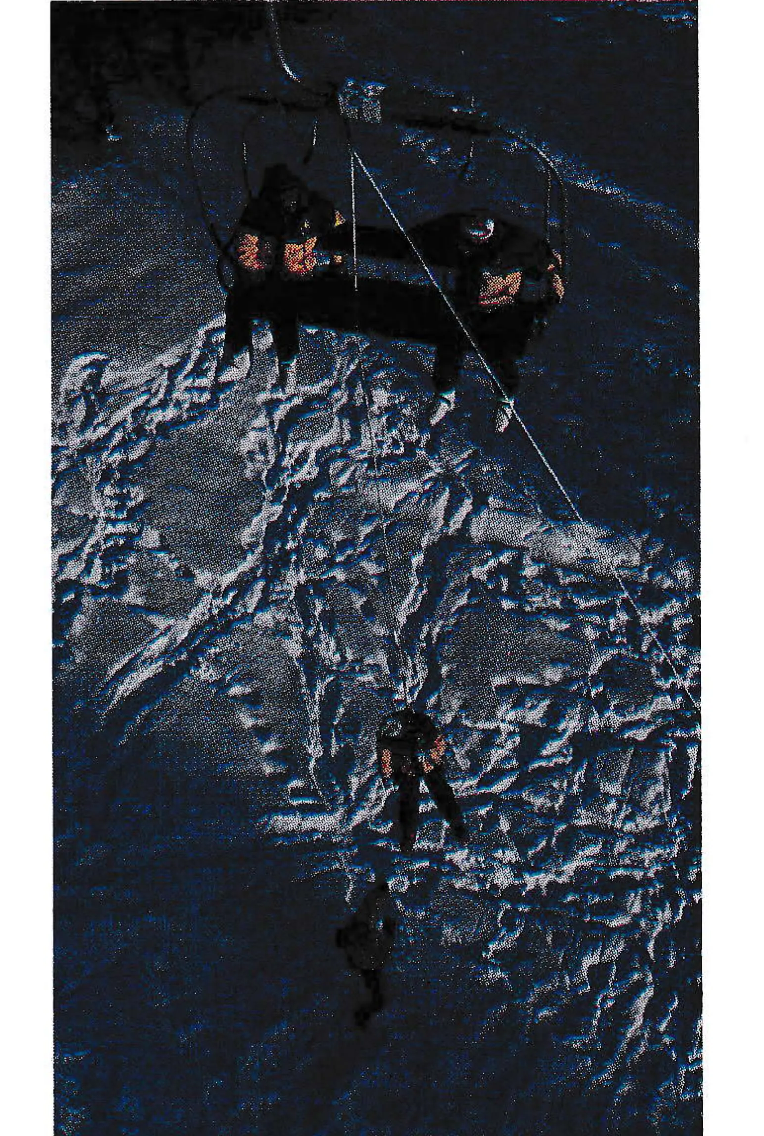 With the main rope secured, lowering procedure is done in usual manner.