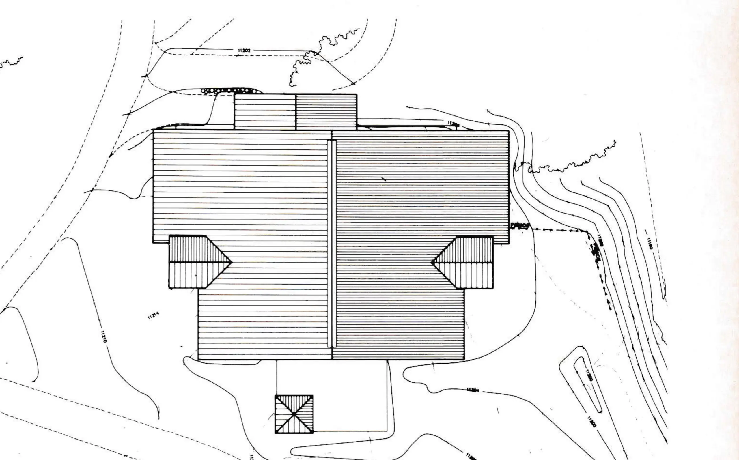 Site plan of the Two Elk restaurant on Vail's China Bowl-area ridge, at 11,240 feet elevation.