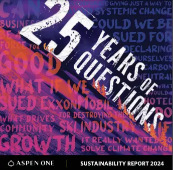 ASPEN ONE SUSTAINABILITY REPORT HIGHLIGHTS ADVOCACY, RESEARCH, AND ACTION