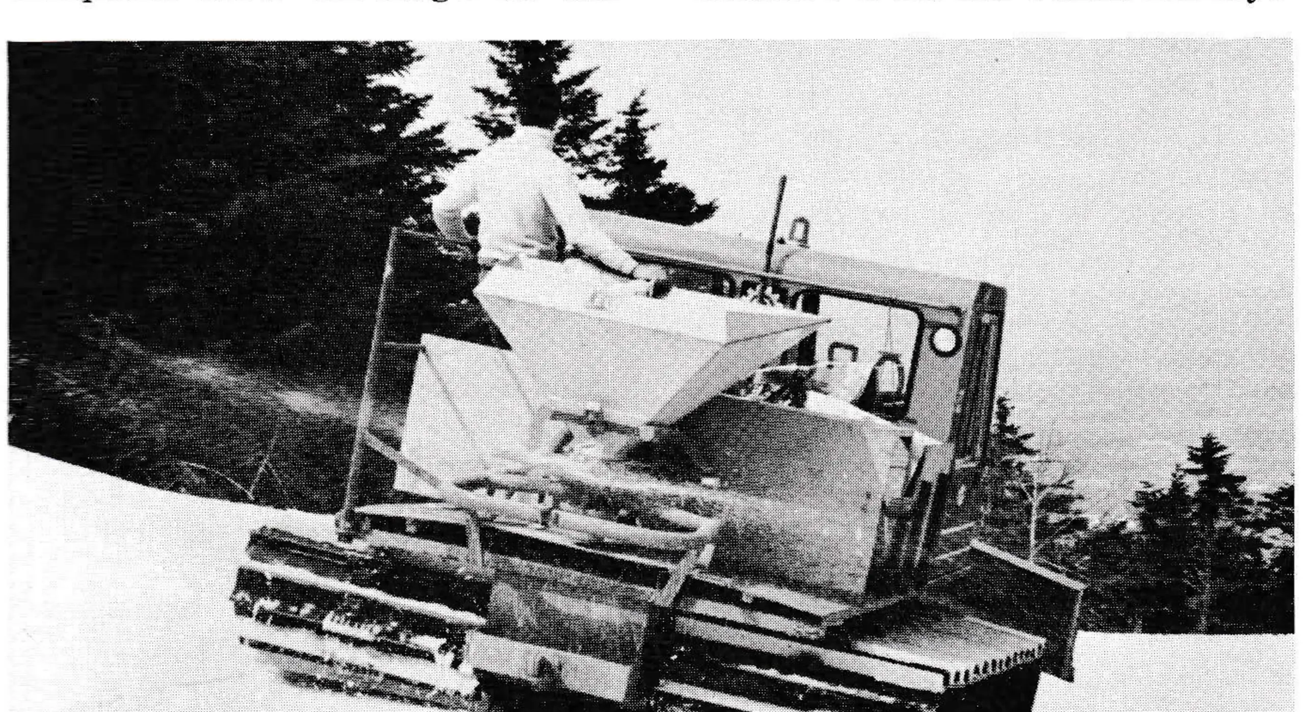 Stratton Mt. spreads fertilizer before the snow is gone to minimize wear and tear on the turf. They use a Bombardier Skidozer with a gasoline-powered Lely spreader to distribute fertilizer and lime.