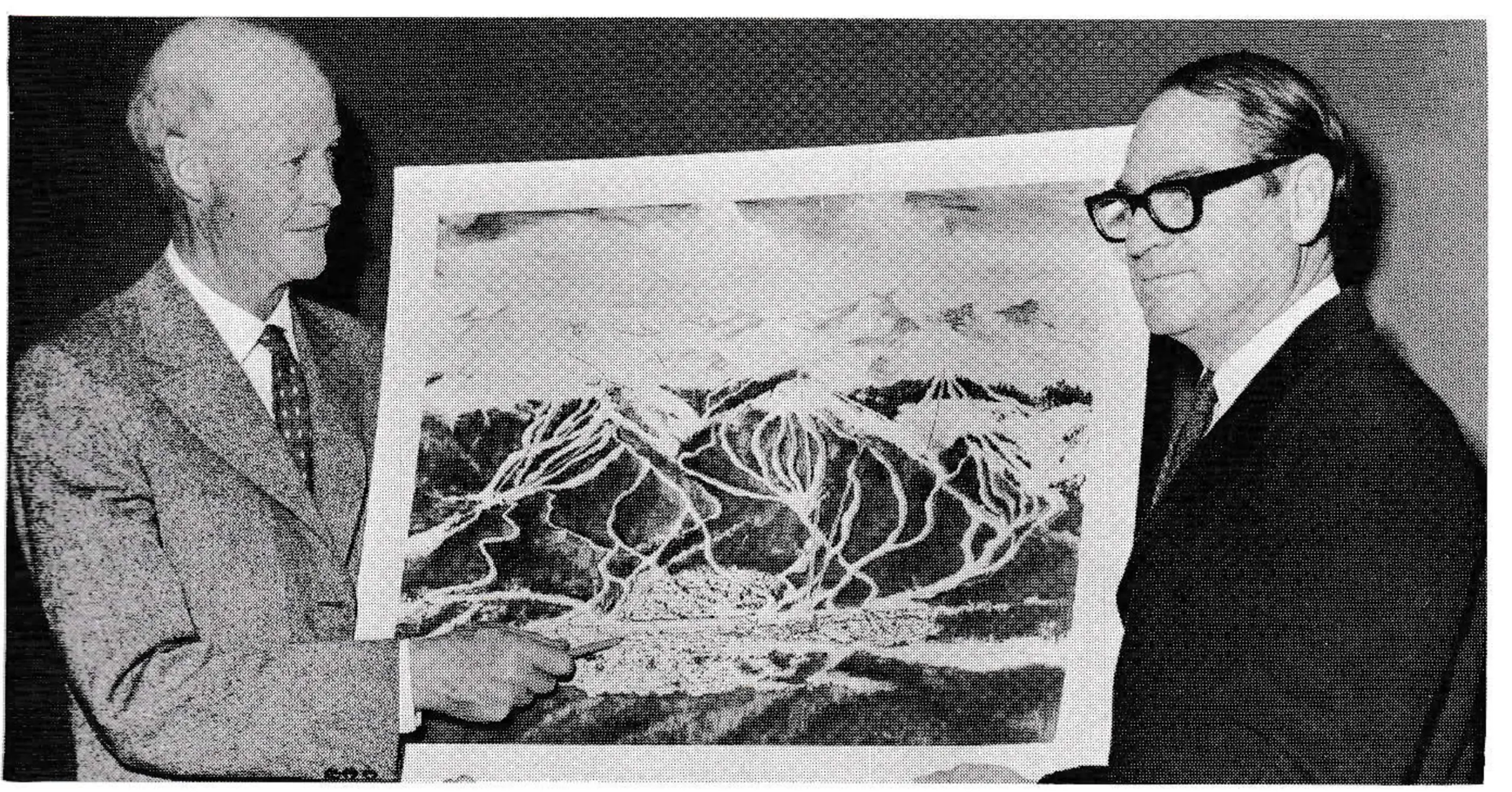 Donald S. Fowler (right), president of The Breckenridge Co., and D. R. C. Brown president of Aspen Skiing Corp., will be spending $4,500,000 on the Breckenridge ski area this summer. Aspen operates the lifts, while Breckenridge develops the real estate.