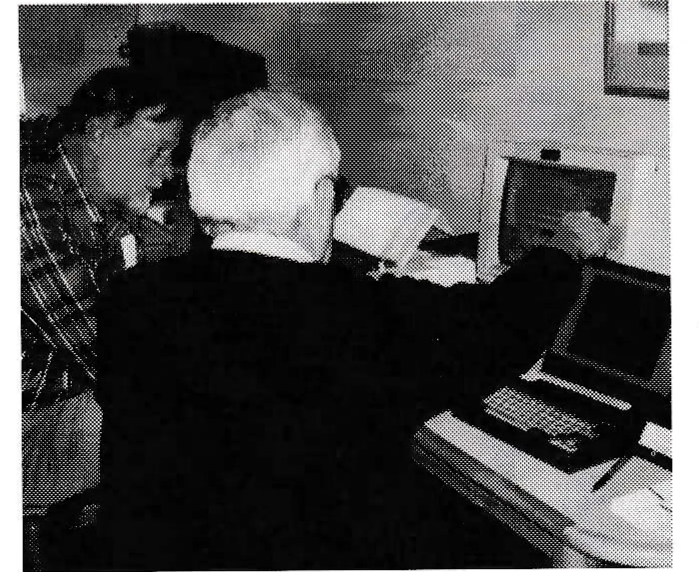 MTAP's Norm Harper demonstrates his maintenance software to Sandy Savage who is in charge of purchasing at Bromley.