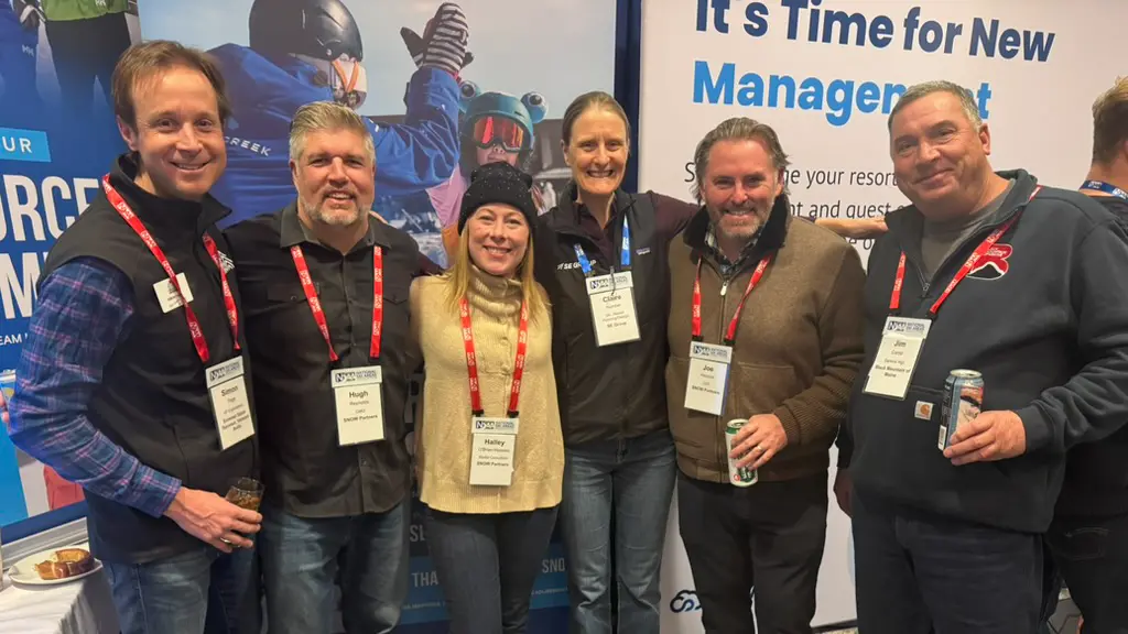 Seeing Old Friends And New At The Welcome Reception Simon PageLes Sommets Hugh Reynolds And Halley Hession Snow Partners Claire Humber SE Group Joe Hession Snow Partners And Jim Carter Black Mountain ME
