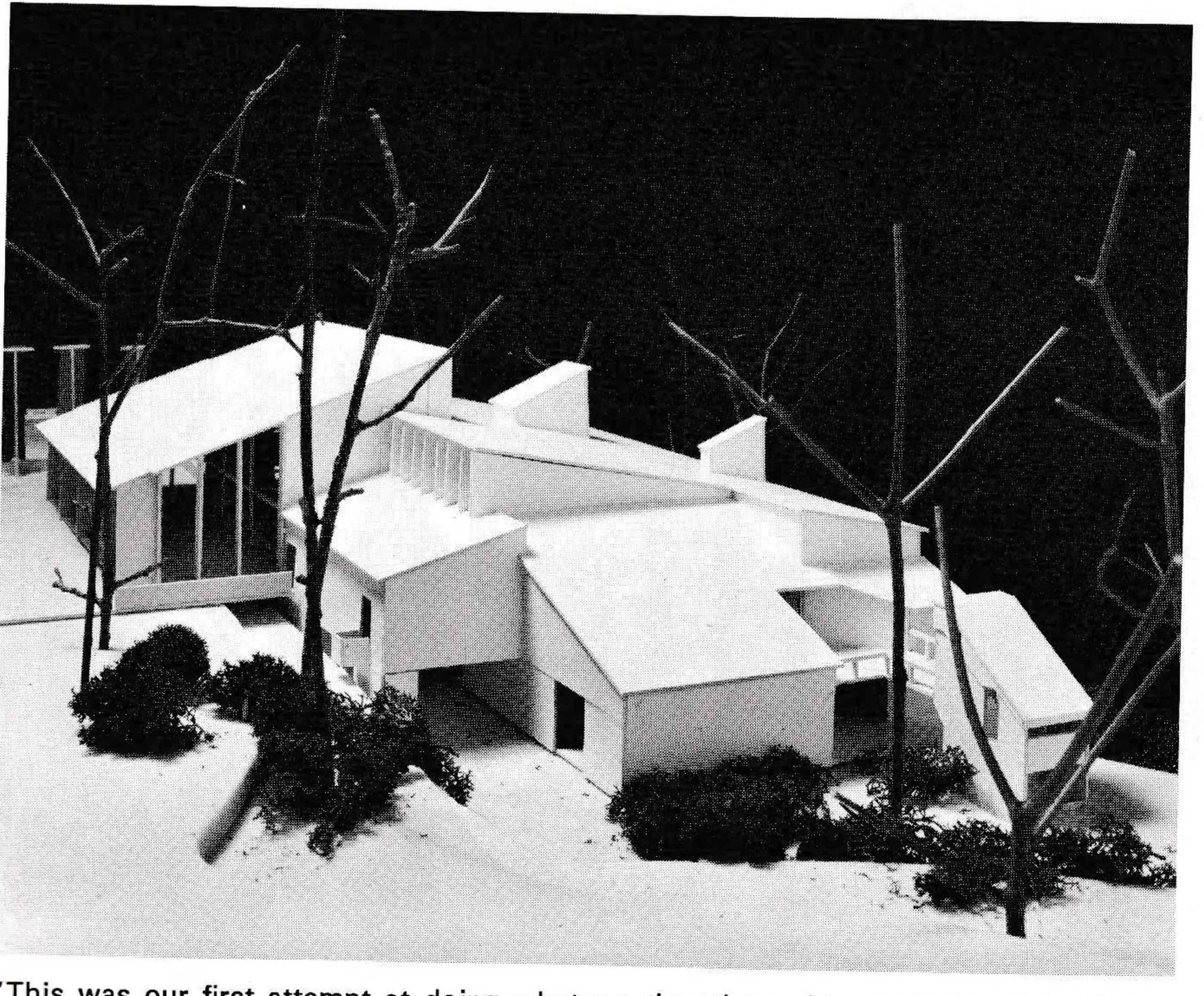 “This was our first attempt at doing what we thought a ski resort should be,” said architect John Busby of Atlanta, Ga., about the Sugar Mt., N.C., base lodge his firm designed. “We were completely uninhibited by any preconceived ideas.” What came out was a spacious, multi-level structure with wide staircases, a cafeteria with up to four food-service lines, a boot-fitting room in the rental shop with cubbyholes for skiers’ personal belongings and large restrooms on different levels. The architect’s model, above, hardly does justice to the finished lodge, whose warm rustic style, rendered in natural wood tones, nestles among the rhododendrons and silver birches.