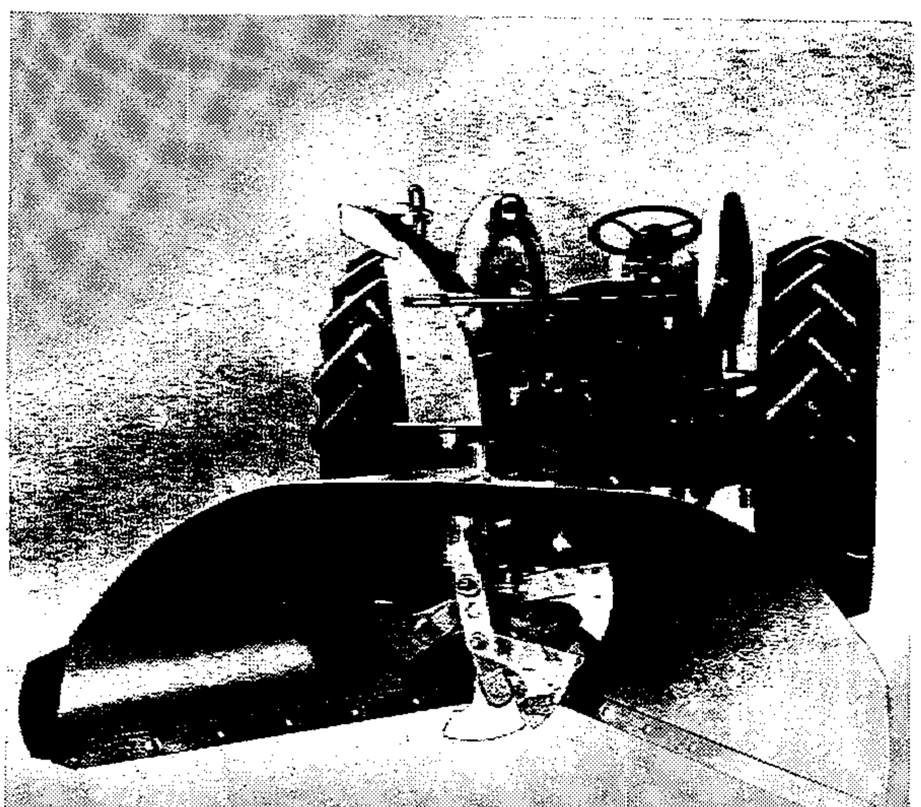 For clearing parking lots, driveways and the like. ARPS Rotoflail Snow Blower (ARPS Corp., New Holstein, Wisc.) picks up snow and throws it up to 50 feet in any desired direction, clearing a 6½-ft. path with clog-free operation. Self-powered gasoline engine and direct drive minimizes power loss, permits operating speed independent of propelling vehicle. Six-hinged Rotoflail units pulverize snow. Impeller blades throw snow rather than blow it. Cutting edges are of heavy duty alloy steel; skid shoes adjustable; shell is of 12-gauge reinforced steel. Snow Blower will move continuously through 12-in. snow depth when used with 35 h.p. tractor. Choice of hitches or couplings available and options include directional loading chute. Available with power-take-off drive or engine-driven for use with most work vehicles.