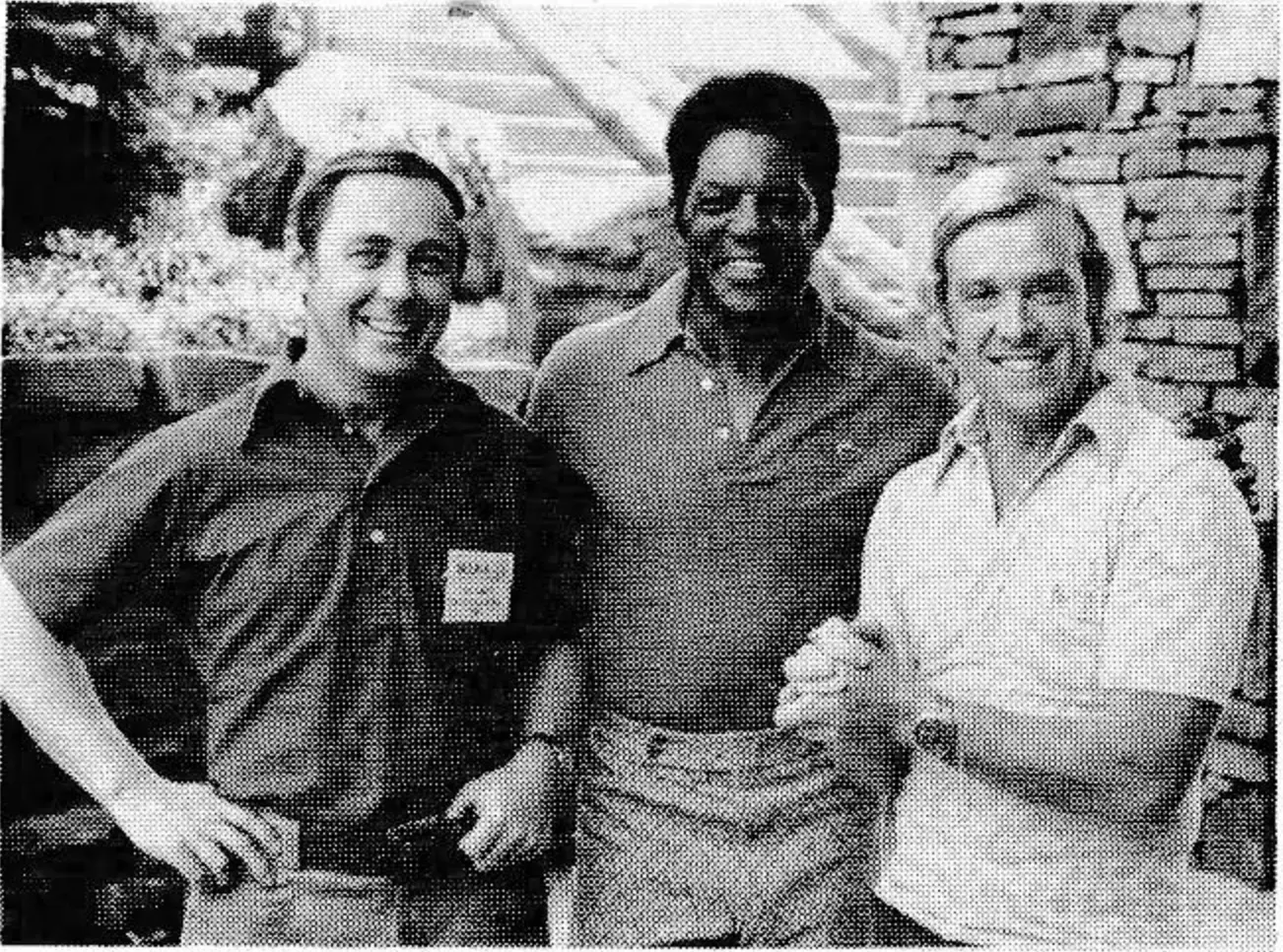 Attending the NSAA Convention and Trade Show in Seven Springs, Pa., in May was Willie Mays, representing Ogden Foods. He is shown here with outgoing NSAA executive director, Cal Conniff (left) and John Christie, of Saddleback, Me. Mays played golf with a number of area operators at the convention.
