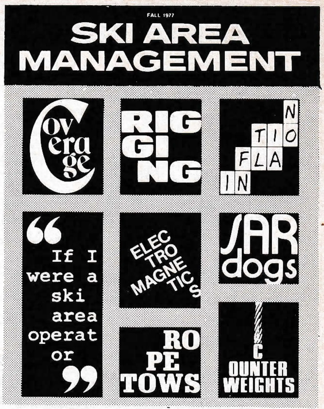 The Fall 1977 SAM cover as originally prepared, reproduced here in black and white.